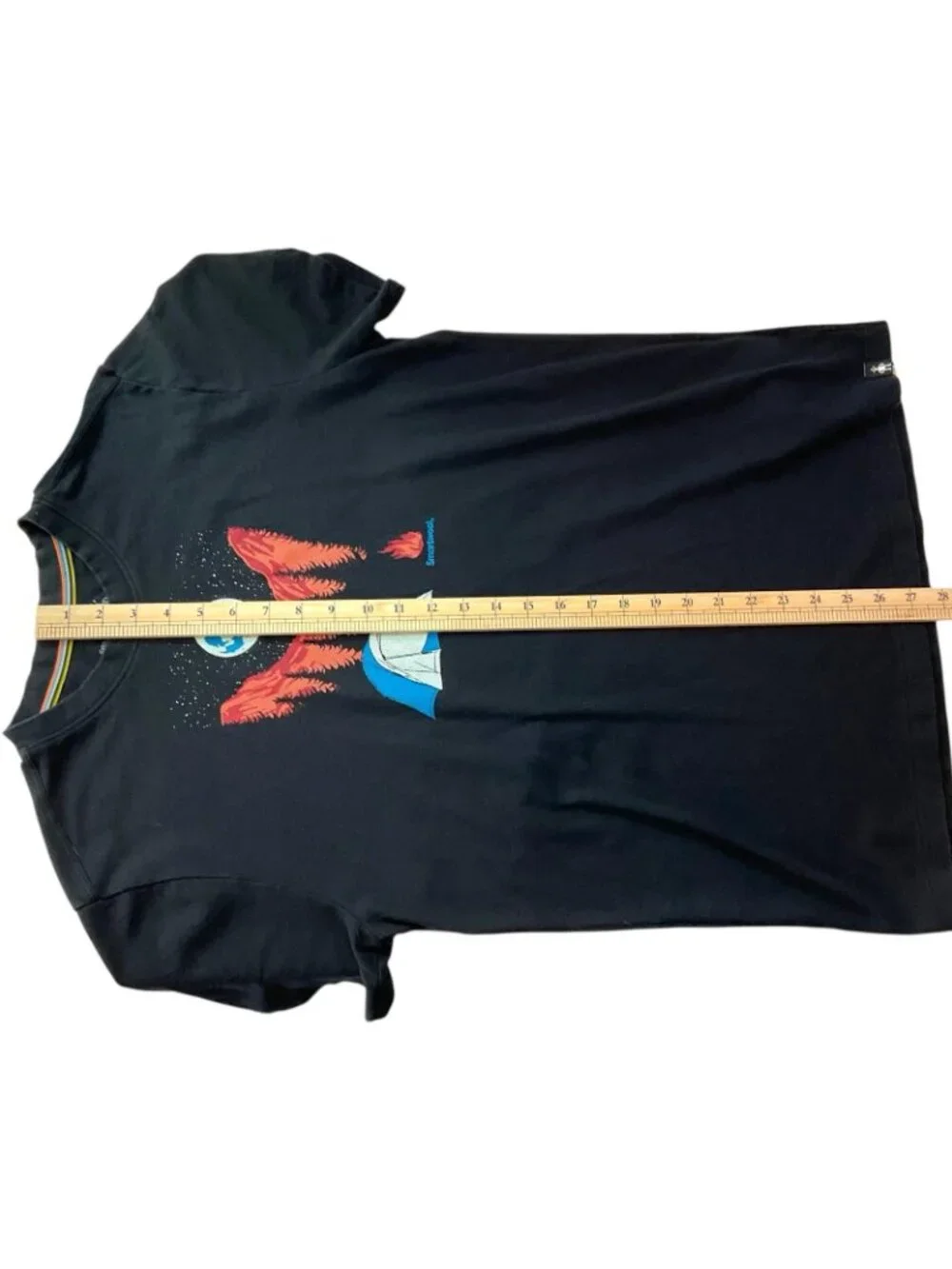 Smartwool Night Camp Graphic Tee Shirt Unisex Medium Black Merino Cotton Outdoor